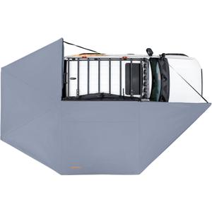 Sanhima 270 Awning Free Standing Built-in LED Light - 129.2 sq.ft Shelter Karlu Frontier Car Side Waterproof UV50+ Wind Resistant, Passenger Side, 270 Degree Vehicle Awning for SUV Van Truck (Cloud Gray)