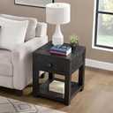 Durham Living Room Side Table - 20-Inch End Table with Storage Drawer and Shelf - Solid Wood Night Stand for Living Room or Bedroom - Mid Century Modern Furniture by Alaterre Furniture (Dark Brown)