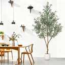 7FT Olive Trees Artificial Indoor - Realistic Artificial Olive Tree Indoor with White Planter, Large Full Fake Plants with Lifelike Fruits and Leaves for Modern Home Office Living Room Decor