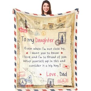 UFOORO Throw Blanket Gifts for Daughter from Dad, Best for Daughter, Present for Adult Daughters, Mothers Day Christmas Valentines Birthday Gifts 55"X70"