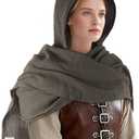 Women Men Fashion Shawl Scarf Cape | Multifunctional Hooded Cowl | Medieval Linen Cotton Cowl Hood |Vintage Goth Costume
