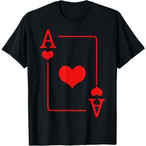 Ace of Hearts Costume Cards Deck Halloween T-Shirt. S Size