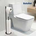 Toilet Paper Holder Stand, Bathroom Toilet Paper Roll Holder Stand with Reserve, Standing Toilet Paper Holder with Storage, Toilet Paper Roll Holder for 4 Rolls, Black