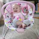 Bright Starts Disney Baby Minnie Mouse Baby Bouncer Soothing Vibrations Plush Infant Seat - Removable Toy Bar, Nonslip Feet, 0-6 Months Up to 20 lbs (Spotty Dotty)
