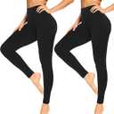 FULLSOFT Buttery Soft Leggings for Women - High Waisted Tummy Control No See Through Workout Yoga Gym Pants (Small-Medium, 01-black,black(2 Pack))