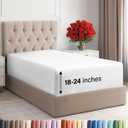 Extra Deep Twin XL Fitted Sheet - Hotel Luxury Single Fitted Sheet Only - Easily Fits 18 inch to 24 inch Mattress - Ultra Soft, Wrinkle & Fade Free w/Extra Deep Pockets - Breathable & Comfy - White