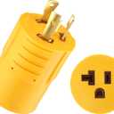 Kanayu Shore Power Compatible with Nema L5-30p to 5-15/20r Rv Generator Adapter for Marine 30 Amp to 110v 15 Amp/120v 20 Amp Regular Inlet Connector, 30a 3 Prong Locking Generator Cord(Yellow)