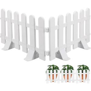 SUPVOX White Plastic Garden Fence with 4 Bases Decorative Courtyard Picket Fence for Lawn Flower Beds Tree Borders Indoor Outdoor Landscape Edging