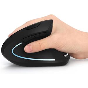 Lekvey Ergonomic Mouse, Vertical Wireless Mouse - Rechargeable 2.4GHz Optical Vertical Mice : 3 Adjustable DPI 800/1200/1600 Levels 6 Buttons, for Laptop, PC, Computer, Desktop, Notebook etc, Black