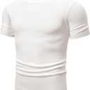 JMIERR Men's T-Shirts Casual Knit Short Sleeve Cotton Crewneck Solid Honeycomb Knitted Pullover Tees (Green, XL)