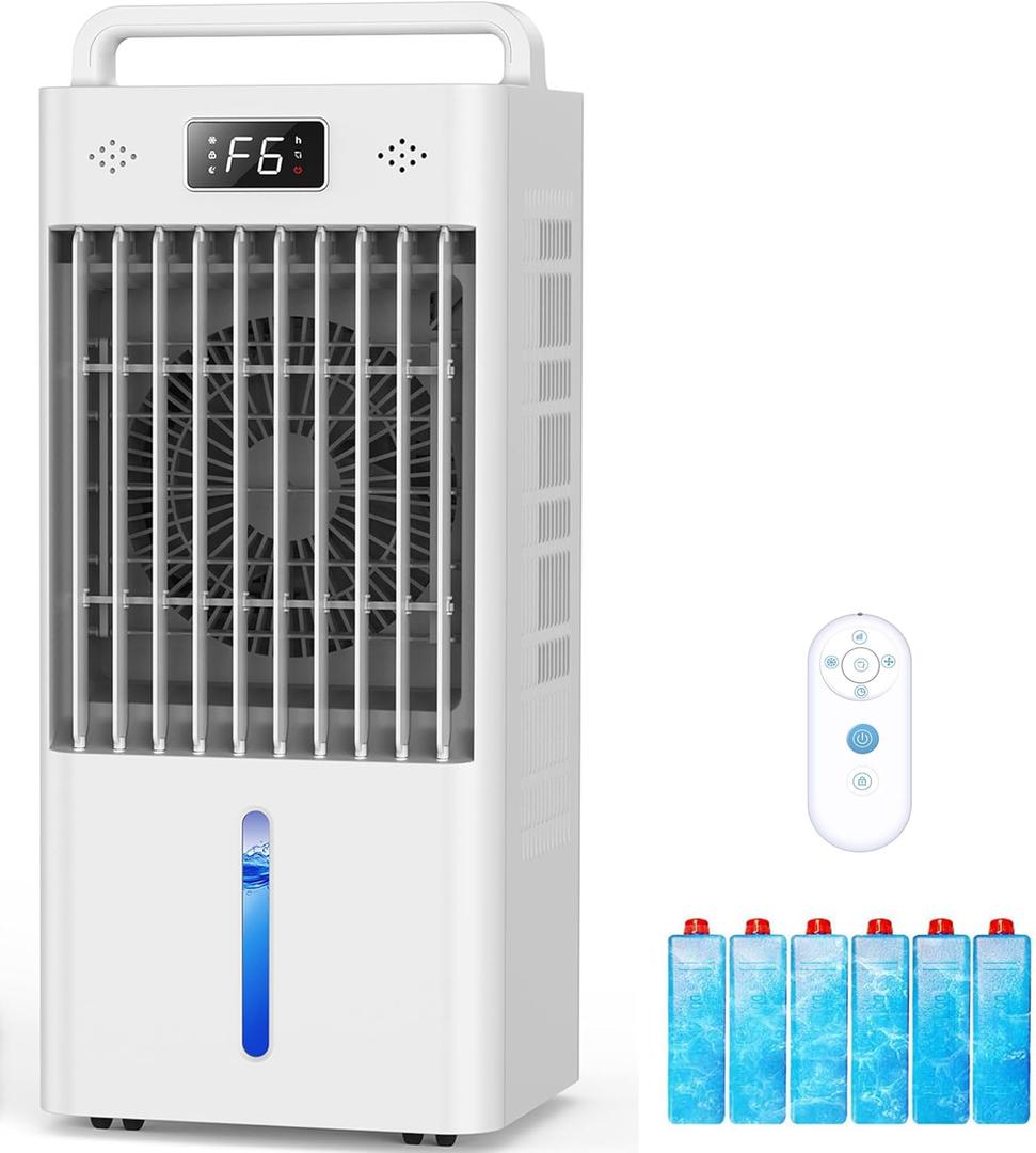 Windowless Portable Air Conditioners with 6Speeds, 12H Timer for Smart Auto-off, 3Gal Tank for 20H Cooling, Evaporative Air Cooler 16 FT Remote, 120° Swing Swamp Cooler No Hose Needed