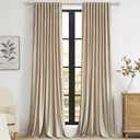 PRIMROSE Champagne Velvet Curtains 120 inch Long for Living Room, Set of 2 Panels Blackout Rod Pocket Back Tab Window Treatment Room Darkening Heavy Decorative Curtains Drapes for Bedroom