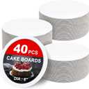 40 PCS Cake Boards 6 inch Round Cake Cardboard Rounds White Cake Board, Cake Circles Round Base Food-Grade Cardboard Cake Plate for Cakes Christmas Bread Desserts (Thin and Strong)
