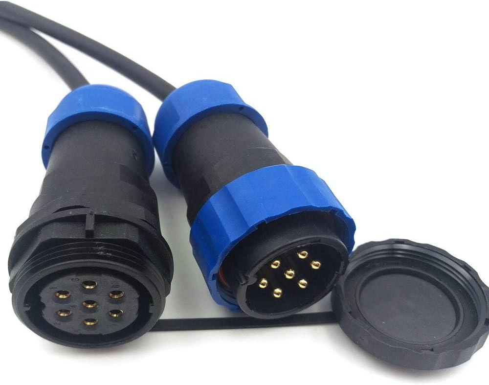 SD28 7Pin Pair Aviation Cable Connector,Male Plug and Female Socket, IP67 Waterproof Power Connector (7-Pin, Pair-Plug(Male)&Socket(Female))