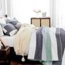 Andency Queen Quilt Bedding Set Sage Green, 3 Pieces Patchwork Mint Green Striped Ultra Soft Lightweight Bedspreads, Coverlets Set with 2 Pillow Shams for All Seasons (90"x96")