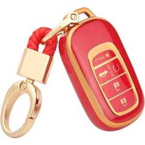 for 2022 Honda Key Fob Cover with Keychain, For Honda Accord Civic Smart Remote Key Fob Case, 
A-red