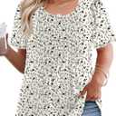 VISLILY Womens-Plus-Size-Summer-Tops Trendy Puff Short Sleeve T Shirts Cute Flowy Pleated Blouses Casual Crewneck Tunics Tee (XXL)