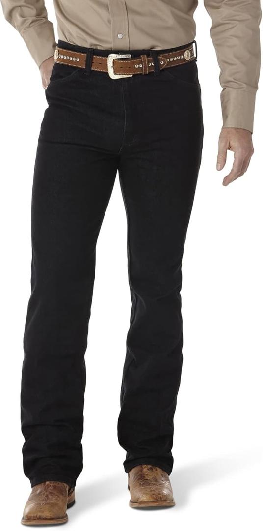 Wrangler Men's Cowboy Cut Slim Fit Boot Cut Jean, Black Stretch, 35W x 32L