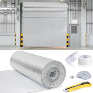 Tandefio Roll up Garage Door Insulation Kit for Cooling Metal Buildings Reflective Foam Aluminum Foil Summer Barrier Warehouse Insulation Panels for 2 Doors 10'x10' or Large(White, 40 in X 78.7 ft)