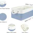 Storage Bins with Sturdy Cotton Handles(3 Pack), Fabric Storage Baskets for Organizing use for Office & Home, Book, Clothes, Toys, Closet Boxes (Medium, Blue-White, 14.2x10.2x7.1 inches)
