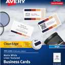 Avery Clean Edge Printable Business Cards with Sure Feed Technology, 2" x 3.5", White Linen Textured, 200 Blank Cards for Inkjet Printers (08873)
