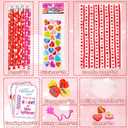 Waipfaru 24 Pack Valentines Day Gifts, Valentine's Day Cards for Students, Lollipop-Shaped Stationery Set with Pencils Stickers Erasers Sharpener for Boys Girls School Classroom Exchange Party Favors (Red)