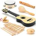 Wooden Musical Instruments for Toddlers  7-Piece Kids Music Set with Xylophone, Guitar & Percussion | Natural Wood, Non-Toxic | Ages 3+
