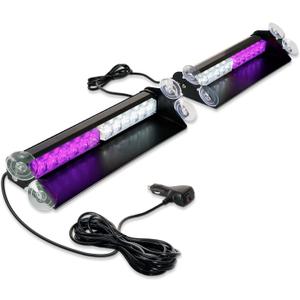 ASPL 2x14 inch 24LED Dash Emergency Strobe Lights Interior Front/Rear Windshield Deck Split Safety Warning Lights Hazard Light Bar for Car Truck Vehicles (Purple/White)