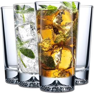 Glass Cups Set of 4  12oz Drinking Glasses with Mountain Base  Glasses Drinking Set & Water Glasses for Cocktails, Juice, Water  Premium Glassware for Home Bar (Crystal Mountain)