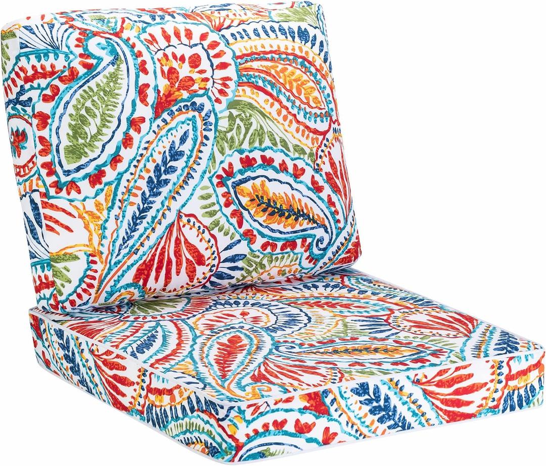 JMGBird Outdoor Cushion Tufted Pillow, Deep Seat Outdoor Chair Cushion Set 22"x22" Patio Cushions for Outdoor Furniture (Paisley Patten) JMGBird Outdoor Cushion Tufted Pillow, Deep Seat Outdoor Chair Cushion Set 22"x22" Patio Cushions for Outdoor Furniture (Paisley Patten)