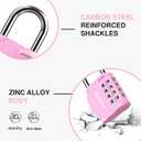 Puroma 2 Pack Combination Lock for Locker 4 Digit Outdoor Waterproof Padlock for School, Gym, Sports, Fence, Toolbox, Gate, Case, Outdoor, Hasp Storage (Pink)