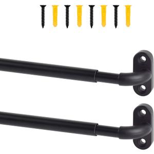 TYRON 2 Pack Screwed Sash Curtain Rod Adjustable 30-40 Inch, 3/8 In. Diameter, French Door Curtain Rods (Black)