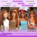 Eawwii Long Ginger Wig with Bangs for Women,4x4 Realistic Scalp, Free Parting,Layered Hairstyle Synthetic Heat Resistant for Daily Party Use 26 inch