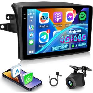 4+64G Android 15 Car Stereo for Toyota Sienna 2004 2005 2006 2007 2008 2009 2010 with Wireless Carplay/Android Auto - 9 Inch Touchscreen Radio with EQ/5G WiFi/GPS/SWC/Mirror Link, AHD Rear View Camera