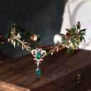MOSTORY Woodland Elf Flowr Crown - Handmade Fairy Headpiece Forest Floral Headband Elven Circlet with Crystal for Women s Renaissance Party Cosplay Masquerade Photo Shoot