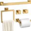 5-Pieces Gold Bathroom Accessories Set, 24 Inch Towel Bar Set
Stainless Steel, Towel Ring, Toilet Paper Holder, Robe Hooks, Towel Racks for Bathroom Wall Mounted, Bathroom Hardware Set