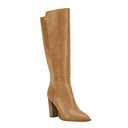 Juliet Holy Women's Knee High Boots Stacked Block Heel Pointed Toe Riding Boots Khaki 7