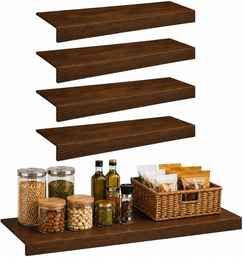 4-Pack Wire Shelf Covers, 24" W X 12" D Wood Wire Rack Covers for Pantry