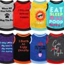 Saintrygo 8 Pieces Dog Shirts Pet Printed Clothes with Funny Letters Summer Pet T Shirts Cool Puppy Breathable Dog Outfit Soft Sweatshirt Cats(Delicate Pattern,Small)