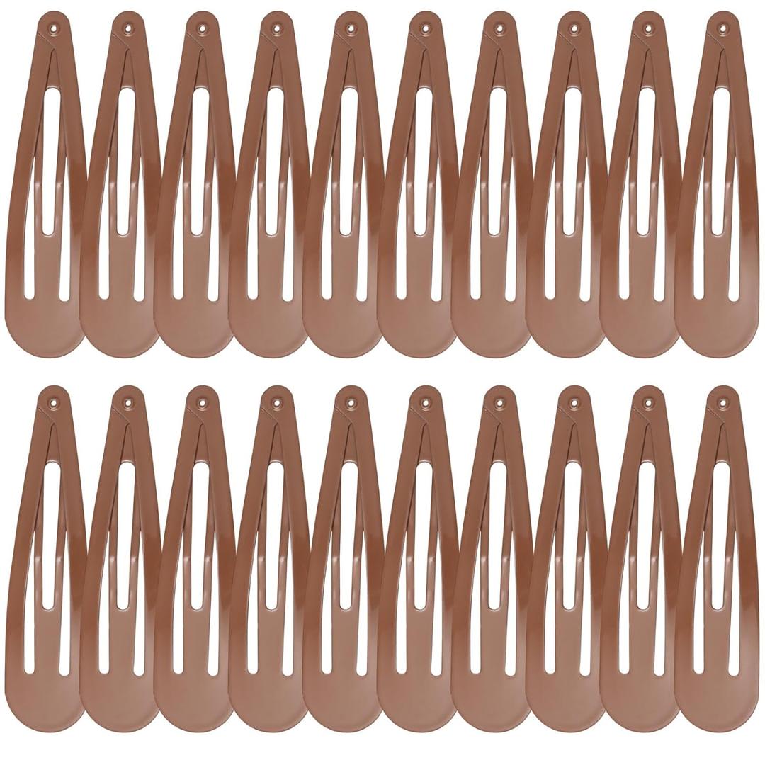 WILLBOND 30 Pieces 3.1 Inch Large Metal Snap Hair Clips Nonslip Barrettes Women Hair Accessories (Brown)