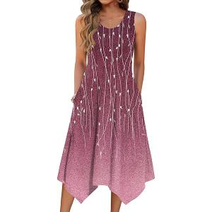 Zeagoo Floral Dress for Women Womens Summer Midi Dress with Pockets Casual Sleeveless A-Line Flowy Shirt Dress Beach Sundress XXL