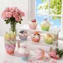 Potchen 200 Pcs Flower Petal Cupcake Liners Pastel Floral Petal Baking Cups Cupcake Liners for Cake Spring Easter Weddings Baby Showers Desserts Bridal Birthday Party Supplies