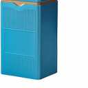 HAN SHENG Square Airtight Tea Tins - Blue, Food Storage Containers for Loose Tea, Coffee, Spices (5.9"x3.4"x2.8")