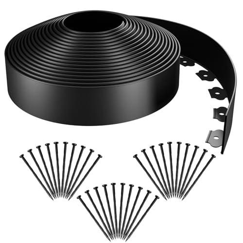 AGTEK Garden Edging 49FT Landscape Edging Kit 3 Inch Height Plastic Garden Border No Dig Lawn Border for Yard Flower Bed with 30 Stakes