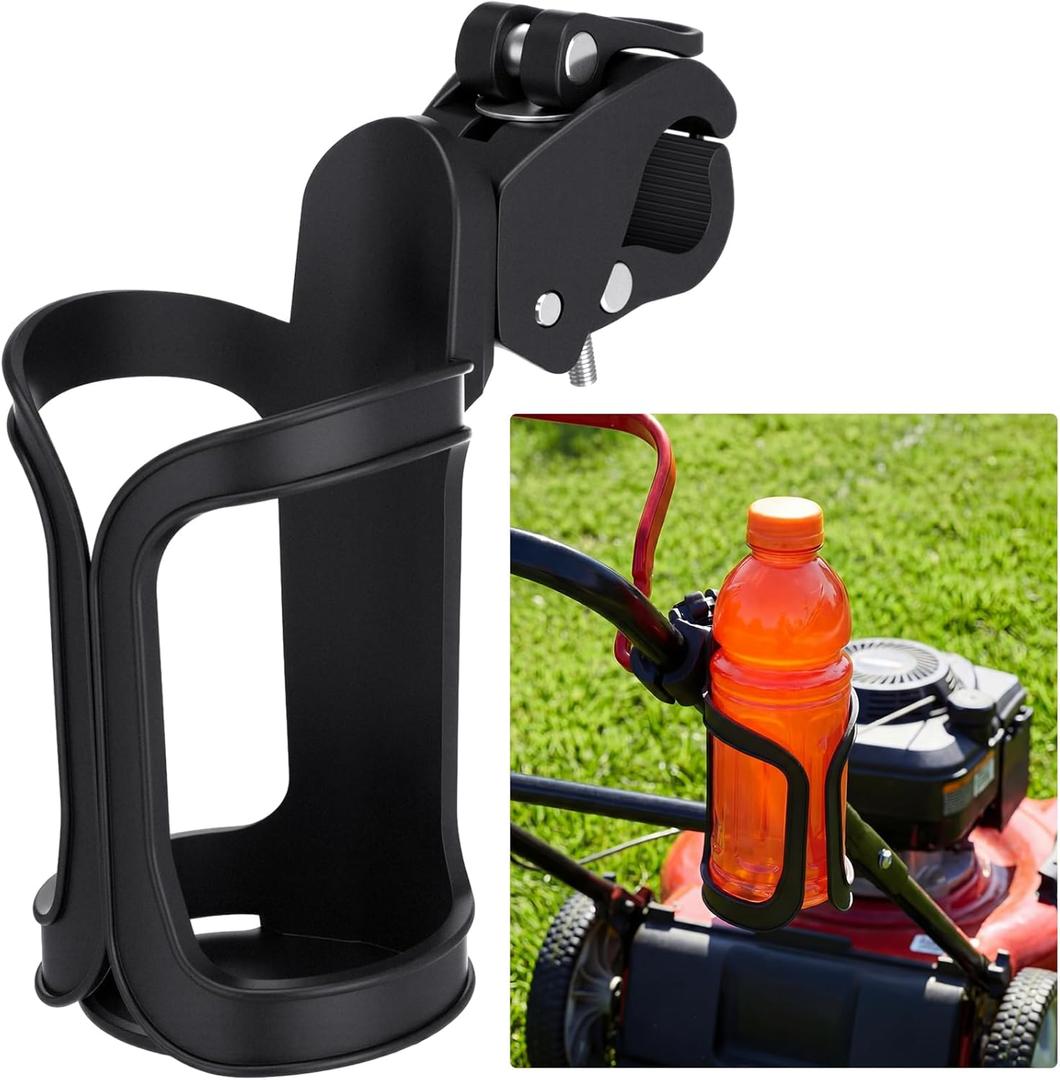 Roowest 2 Pack Adjustable Cup Holder for Lawn Mower 5.91 x 2.76 Inch Clip on Suitable for Tractor Lawn Mower Forklift, Fits Mugs Cans Glass Bottles