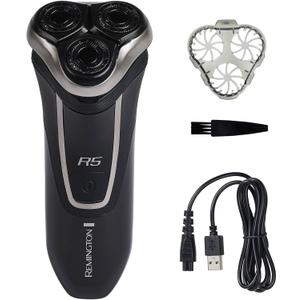 Remington R5 Style Series Rotary Shaver for Men, Smooth Glide for Sensitive Skin Comfort, Waterproof Rechargeable Electric Razor with Graphite Coating and Contour Technology (1 Count (Pack of 1), Black)