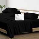 Mayfair Linen 100% Egyptian Cotton Split King Sheets Sets for Adjustable Bed - 500 Series Soulmate Collection Split Top King Sheet (5 PC, Black), Soft, Cooling 16" Deep Pocket Hotel Sheet Set