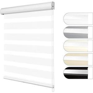 Zebra Blinds for Windows Custom Size Light Filtering Roller Shades Privacy Dual Light Control Dual Layer Easy to Install for Home Custom Size White, Size 44"W