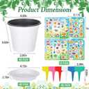 Garden Flower Pot Craft Kit, 48 Paintable Durable Resin Garden Pot with Tray Drainage Holes Adhesive Stickers and Plant Labels, Flower Plant Craft for Classroom Home DIY Flower Planting
