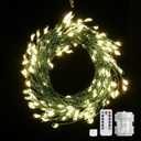 Battery Operated Fairy Lights With Remote - 200 LED Christmas Twinkle Lights With Timer, 16Ft Green Wire, Waterproof String Light for Bedroom, Garland, Outdoor Tree, Wreath - Battery Power